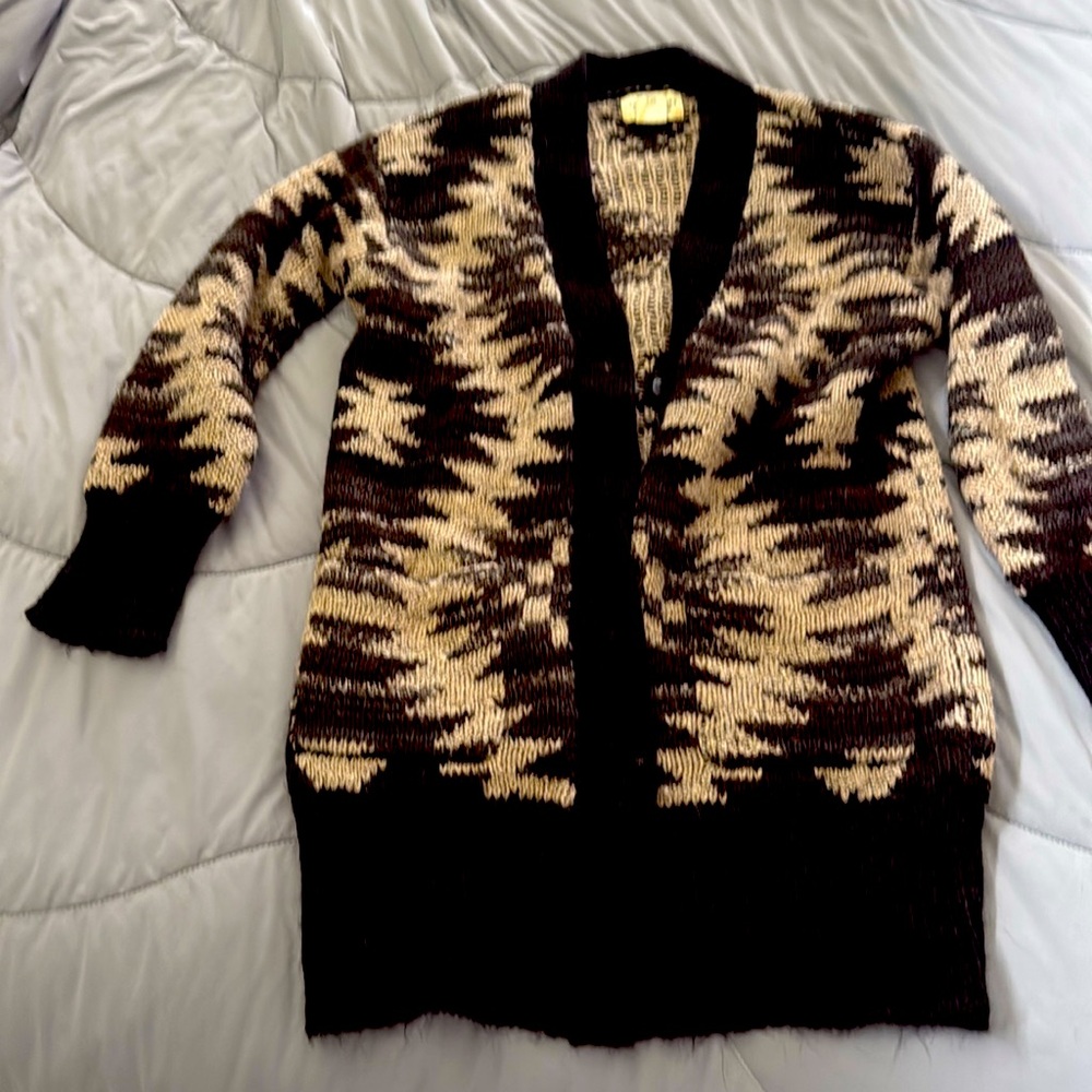 Ralph Lauren Denim & Supply Cardigan Sweater Womens Small Brown Aztec Alpaca